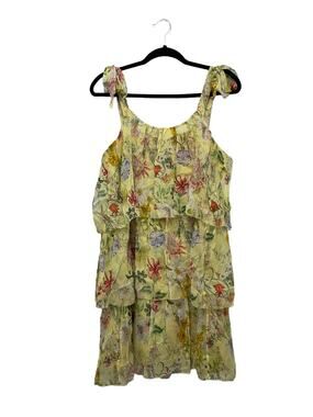 Parker Vicky Sleeveless Tiered Floral-Print Silk Dress